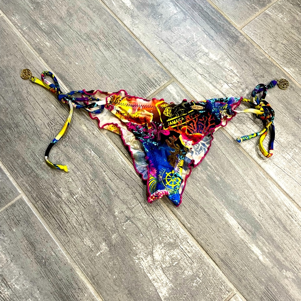 Luli Fama Wavey Runched Back Side Tie Bikini Bottom